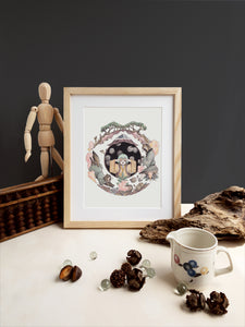 Ready to Hang Framed Print (with a Locally Made Frame) 'Ayako & Mujina'